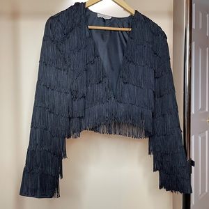 Black Fringe Bolero Style Jacket